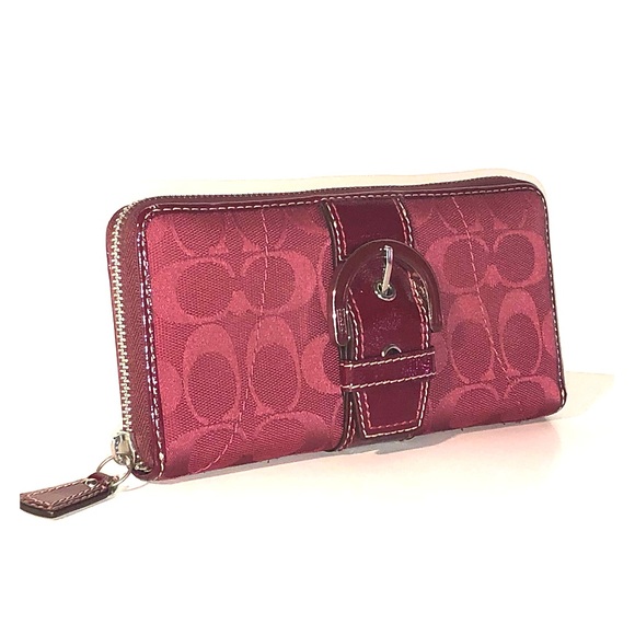 Coach Handbags - Coach burgundy zip around wallet